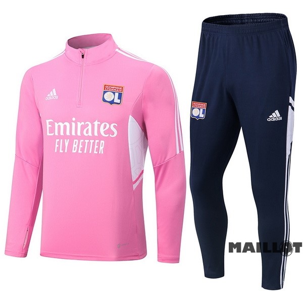 Foot Maillot Pas Cher Ensemble Complet Sudadera Entrainement Lyon 2022 2023 Rose Bleu