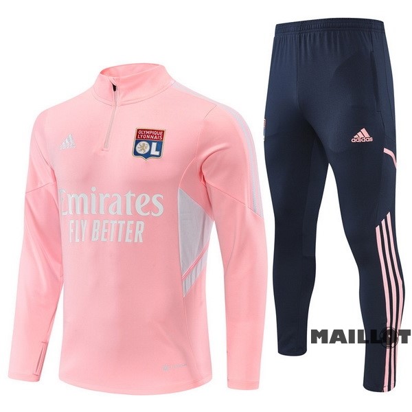 Foot Maillot Pas Cher Ensemble Complet Sudadera Entrainement Lyon 2022 2023 Rose Noir