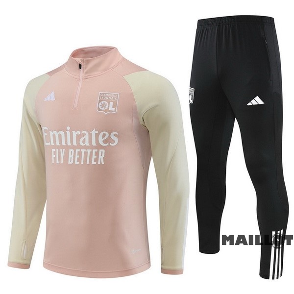 Foot Maillot Pas Cher Ensemble Complet Sudadera Entrainement Lyon 2023 2024 Rose Noir