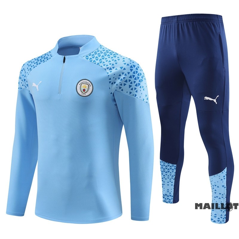 Foot Maillot Pas Cher Ensemble Complet Sudadera Entrainement Manchester City 2023 2024 Bleu