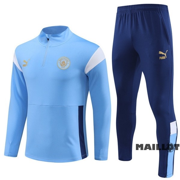 Foot Maillot Pas Cher Ensemble Complet Sudadera Entrainement Manchester City 2023 2024 Bleu III Blanc