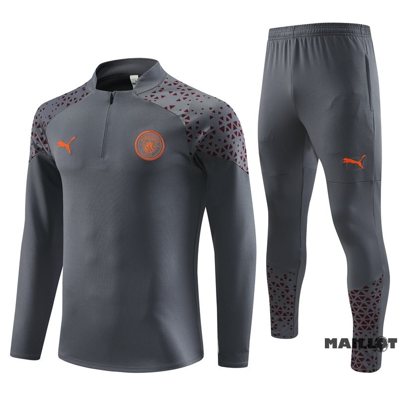 Foot Maillot Pas Cher Ensemble Complet Sudadera Entrainement Manchester City 2023 2024 Gris