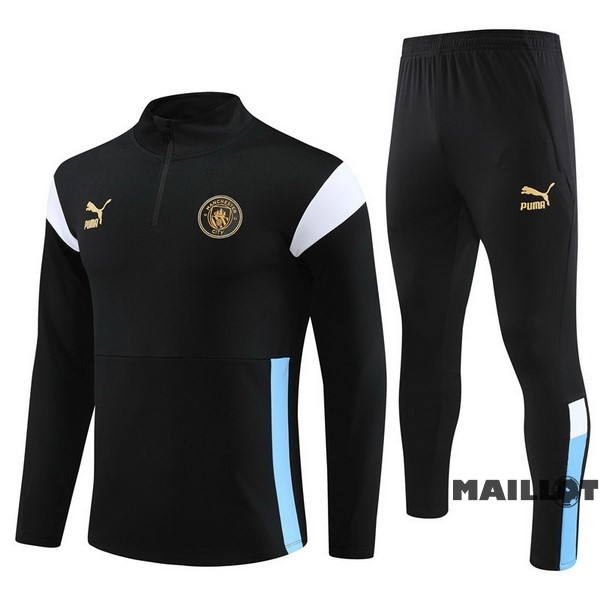 Foot Maillot Pas Cher Ensemble Complet Sudadera Entrainement Manchester City 2023 2024 Noir Blanc