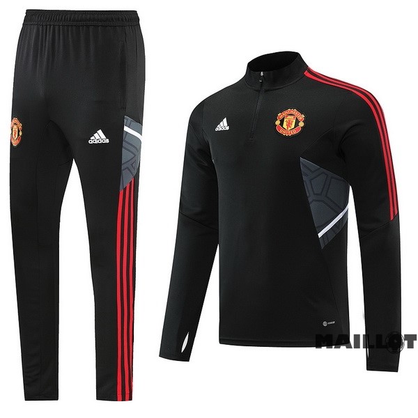 Foot Maillot Pas Cher Ensemble Complet Sudadera Entrainement Manchester United 2022 2023 Noir Gris