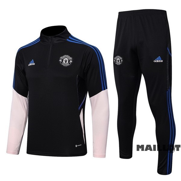 Foot Maillot Pas Cher Ensemble Complet Sudadera Entrainement Manchester United 2022 2023 Noir Rose