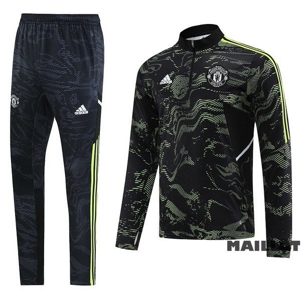 Foot Maillot Pas Cher Ensemble Complet Sudadera Entrainement Manchester United 2022 2023 Noir Vert