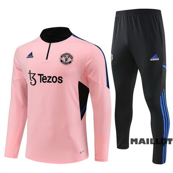 Foot Maillot Pas Cher Ensemble Complet Sudadera Entrainement Manchester United 2022 2023 Rose I Noir