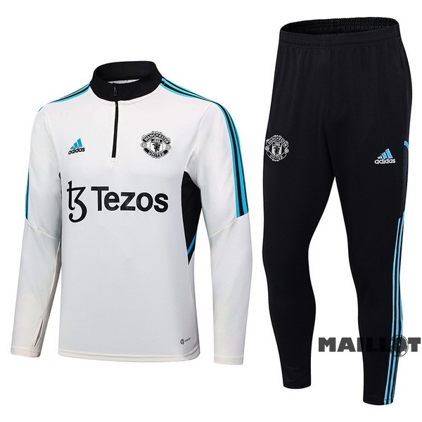 Foot Maillot Pas Cher Ensemble Complet Sudadera Entrainement Manchester United 2023 2024 Blanc I Noir