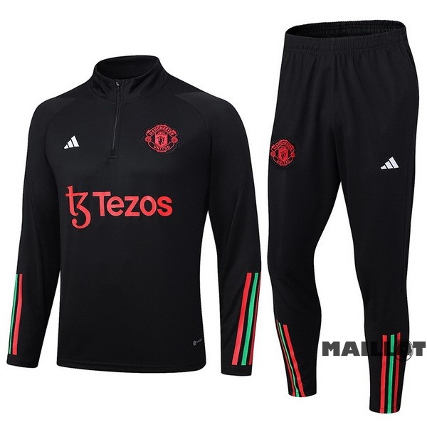 Foot Maillot Pas Cher Ensemble Complet Sudadera Entrainement Manchester United 2023 2024 Noir