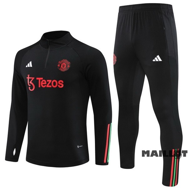 Foot Maillot Pas Cher Ensemble Complet Sudadera Entrainement Manchester United 2023 2024 Noir Rouge