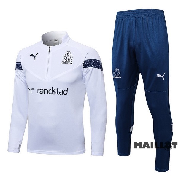 Foot Maillot Pas Cher Ensemble Complet Sudadera Entrainement Marsella 2022 2023 Blanc Bleu Marine