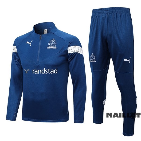 Foot Maillot Pas Cher Ensemble Complet Sudadera Entrainement Marsella 2022 2023 Bleu Marine Blanc