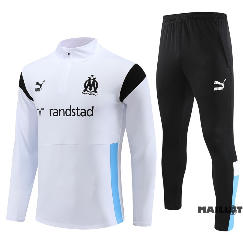 Foot Maillot Pas Cher Ensemble Complet Sudadera Entrainement Marsella 2023 2024 Blanc Noir