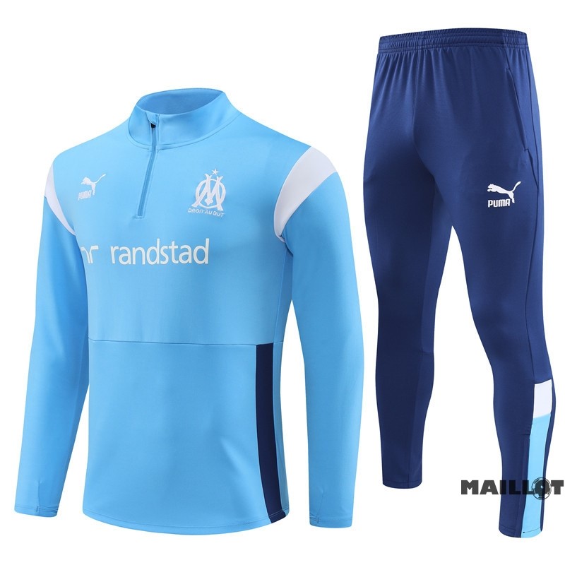 Foot Maillot Pas Cher Ensemble Complet Sudadera Entrainement Marsella 2023 2024 Bleu Blanc