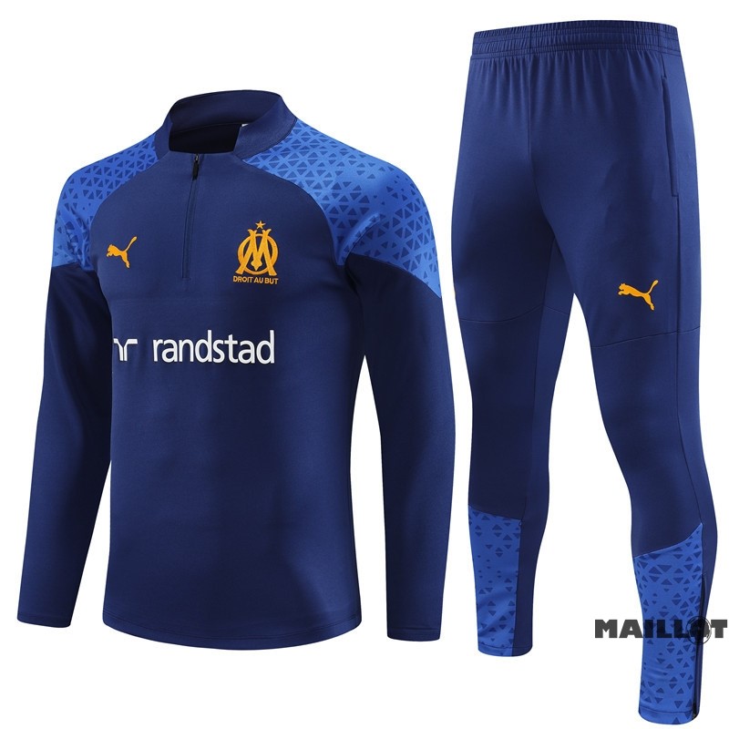 Foot Maillot Pas Cher Ensemble Complet Sudadera Entrainement Marsella 2023 2024 Bleu Marine