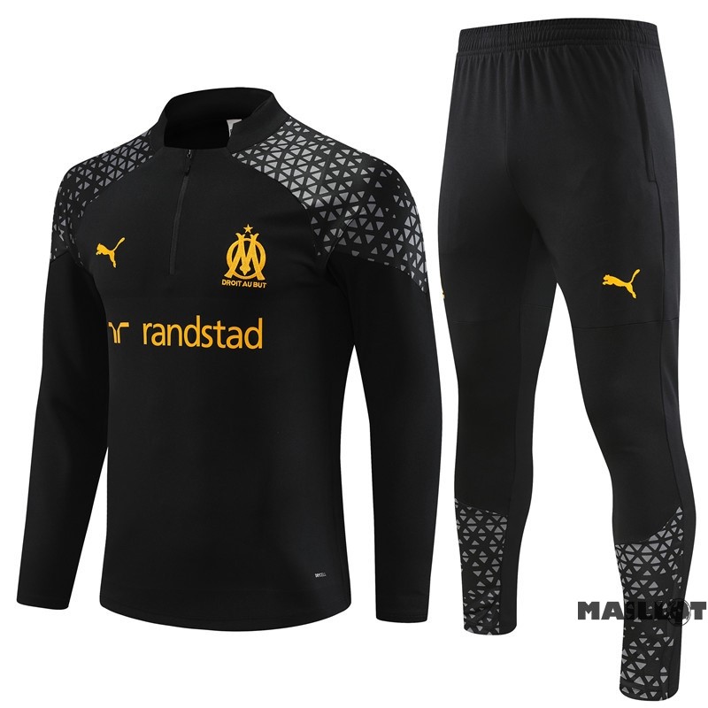 Foot Maillot Pas Cher Ensemble Complet Sudadera Entrainement Marsella 2023 2024 Noir Gris