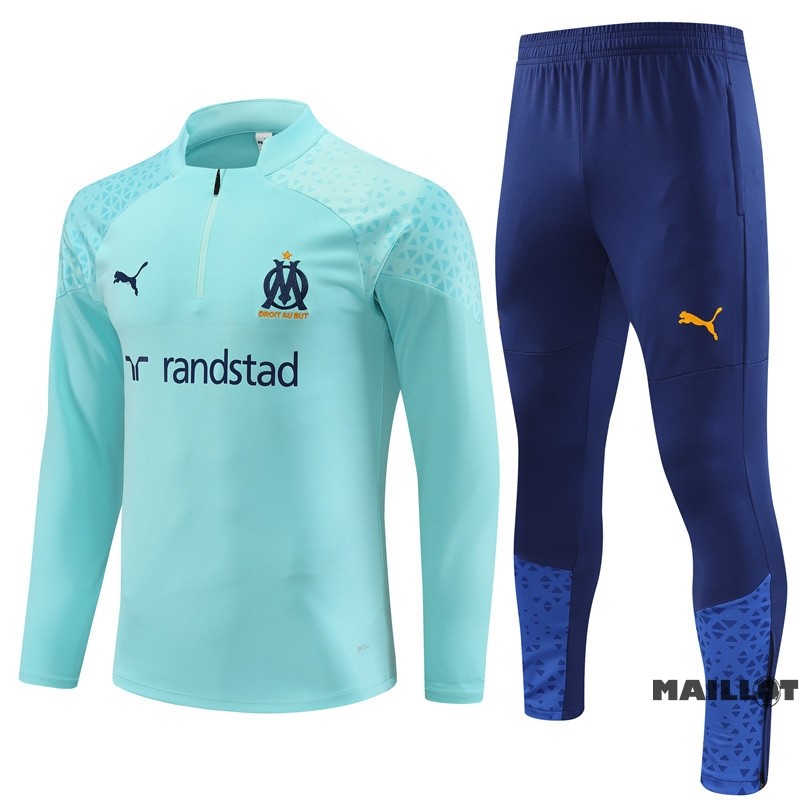 Foot Maillot Pas Cher Ensemble Complet Sudadera Entrainement Marsella 2023 2024 Vert Bleu