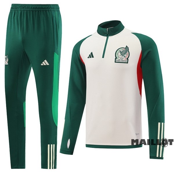 Foot Maillot Pas Cher Ensemble Complet Sudadera Entrainement Mexique 2022 Blanc Vert