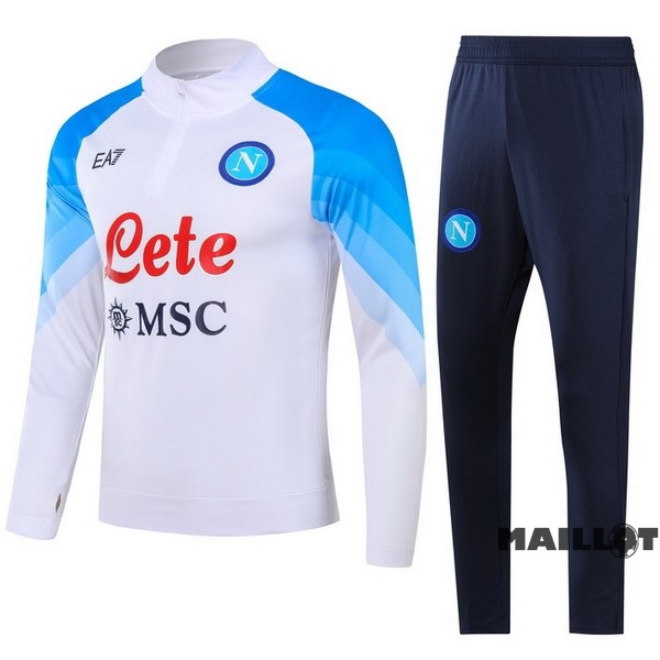 Foot Maillot Pas Cher Ensemble Complet Sudadera Entrainement Napoli 2023 2024 Blanc Bleu