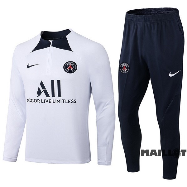 Foot Maillot Pas Cher Ensemble Complet Sudadera Entrainement Paris Saint Germain 2022 2023 Blanc Noir