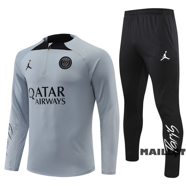 Foot Maillot Pas Cher Ensemble Complet Sudadera Entrainement Paris Saint Germain 2022 2023 Gris Noir