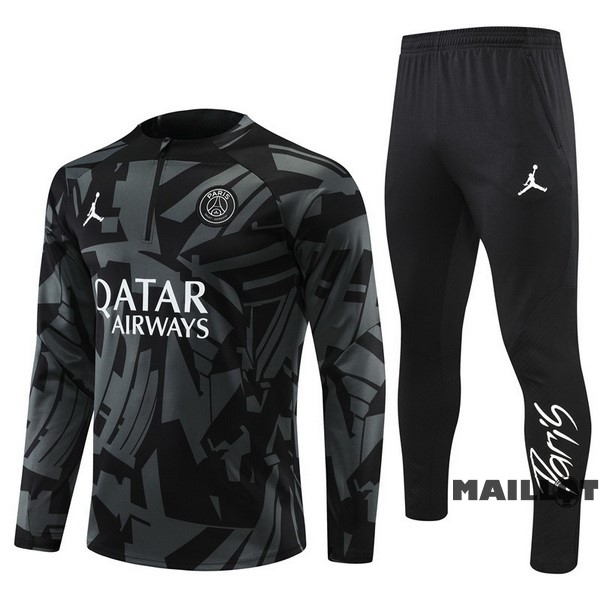 Foot Maillot Pas Cher Ensemble Complet Sudadera Entrainement Paris Saint Germain 2022 2023 Noir Gris