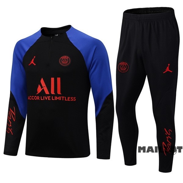 Foot Maillot Pas Cher Ensemble Complet Sudadera Entrainement Paris Saint Germain 2022 2023 Noir II Bleu