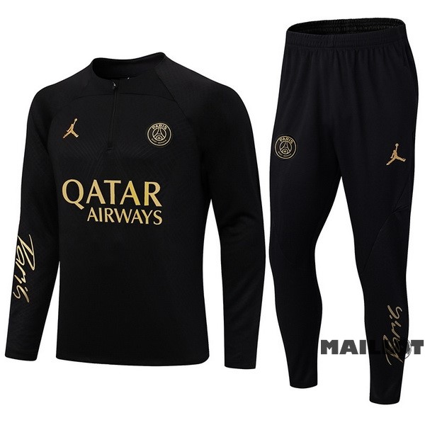 Foot Maillot Pas Cher Ensemble Complet Sudadera Entrainement Paris Saint Germain 2022 2023 Noir I Jaune