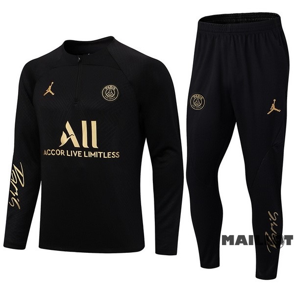 Foot Maillot Pas Cher Ensemble Complet Sudadera Entrainement Paris Saint Germain 2022 2023 Noir Jaune