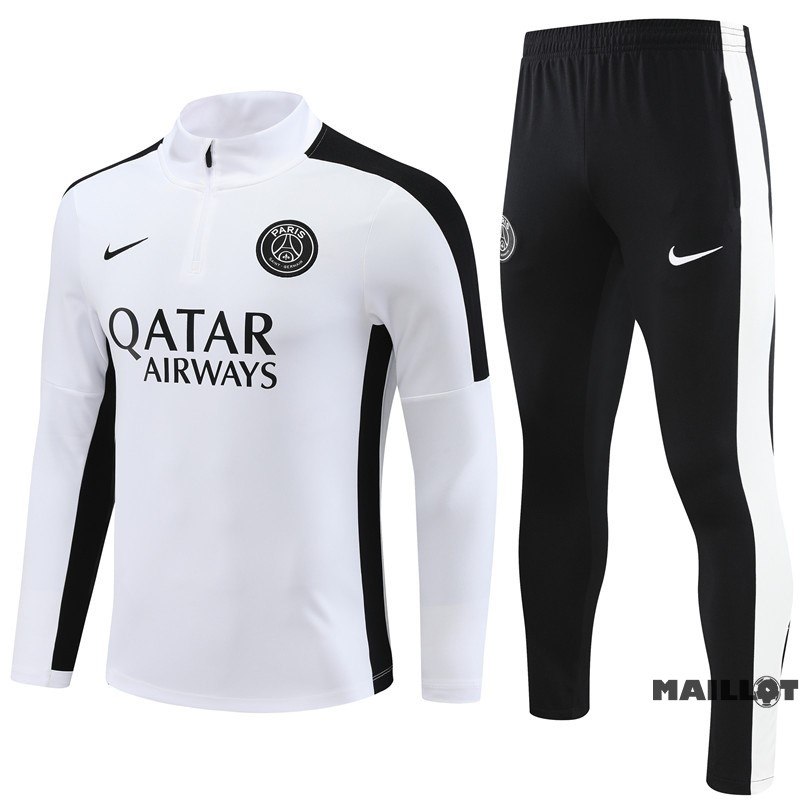 Foot Maillot Pas Cher Ensemble Complet Sudadera Entrainement Paris Saint Germain 2023 2024 Blanc Noir