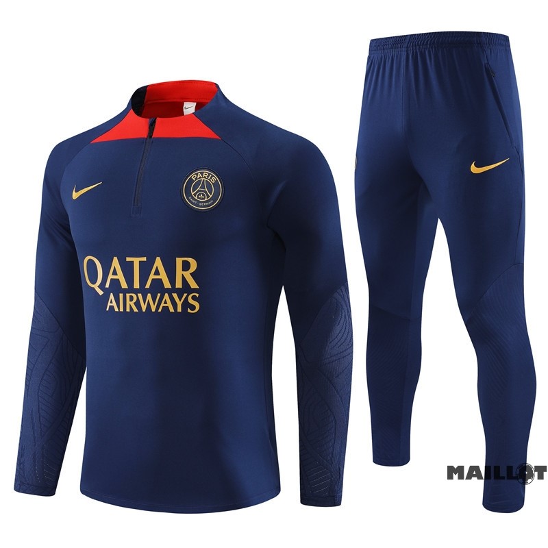 Foot Maillot Pas Cher Ensemble Complet Sudadera Entrainement Paris Saint Germain 2023 2024 Bleu Marine Rouge