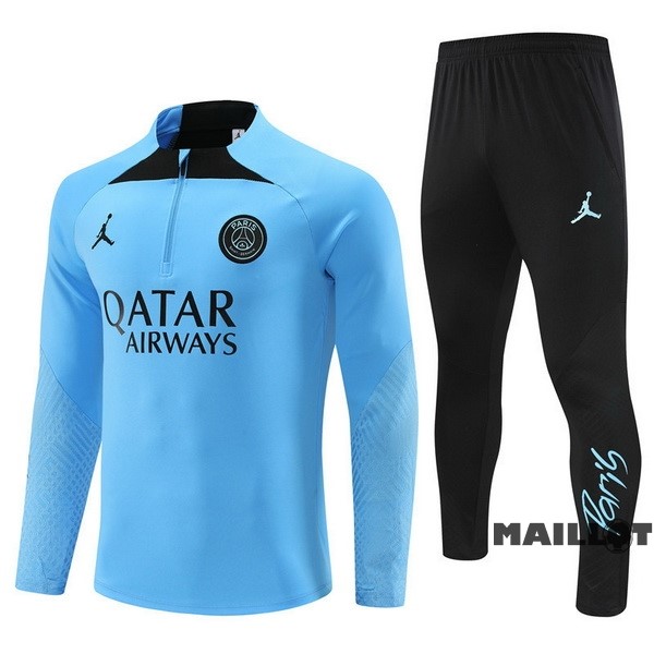 Foot Maillot Pas Cher Ensemble Complet Sudadera Entrainement Paris Saint Germain 2023 2024 Bleu Noir