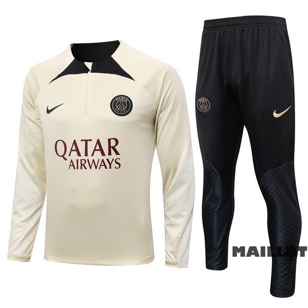 Foot Maillot Pas Cher Ensemble Complet Sudadera Entrainement Paris Saint Germain 2023 2024 Jaune Noir