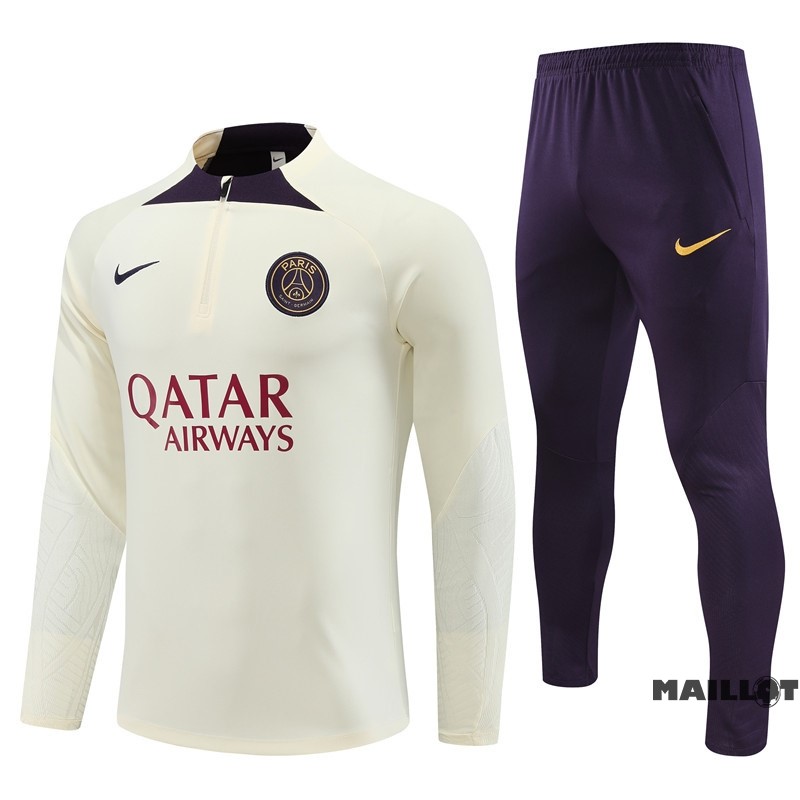 Foot Maillot Pas Cher Ensemble Complet Sudadera Entrainement Paris Saint Germain 2023 2024 Jaune Purpura