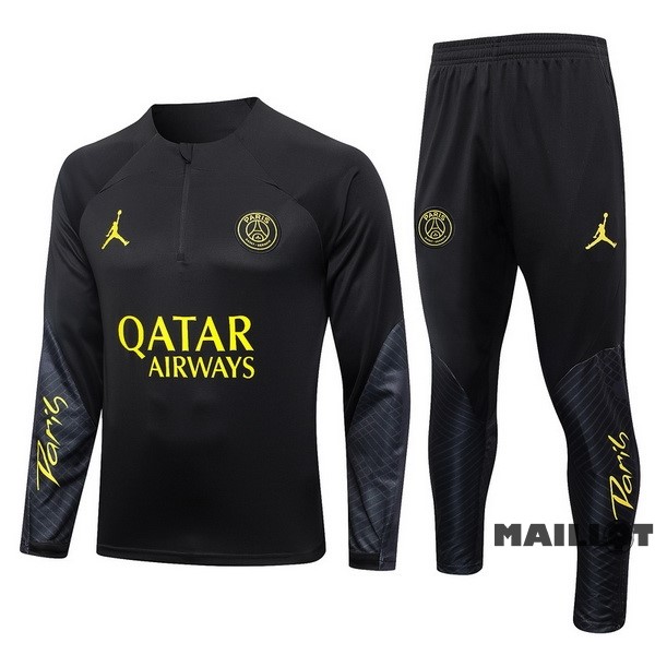 Foot Maillot Pas Cher Ensemble Complet Sudadera Entrainement Paris Saint Germain 2023 2024 Noir