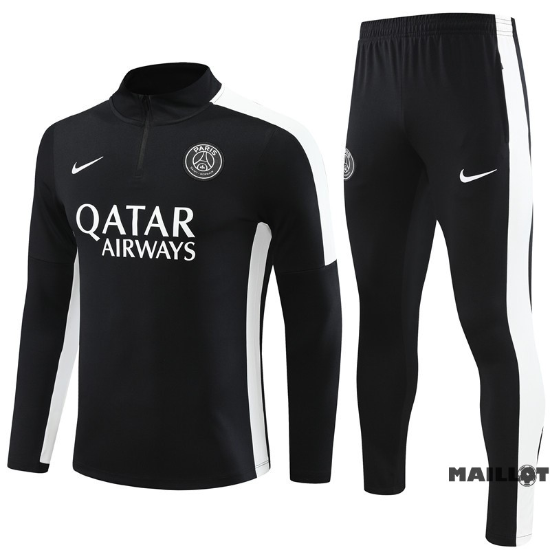 Foot Maillot Pas Cher Ensemble Complet Sudadera Entrainement Paris Saint Germain 2023 2024 Noir Blanc