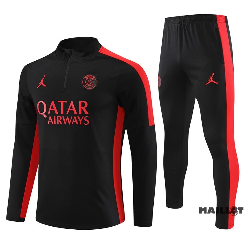 Foot Maillot Pas Cher Ensemble Complet Sudadera Entrainement Paris Saint Germain 2023 2024 Rouge II Noir