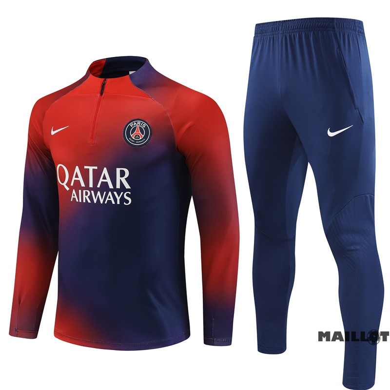 Foot Maillot Pas Cher Ensemble Complet Sudadera Entrainement Paris Saint Germain Enfant 2023 2024 Rouge Bleu Marine