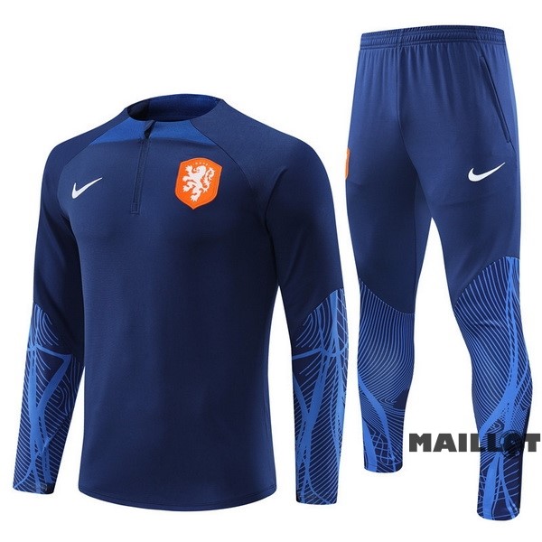 Foot Maillot Pas Cher Ensemble Complet Sudadera Entrainement Pays Bas 2022 III Bleu