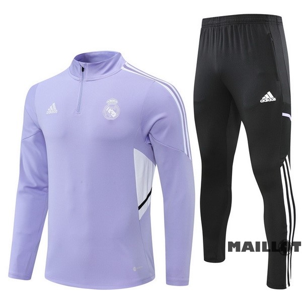 Foot Maillot Pas Cher Ensemble Complet Sudadera Entrainement Real Madrid 2022 2023 Purpura Noir