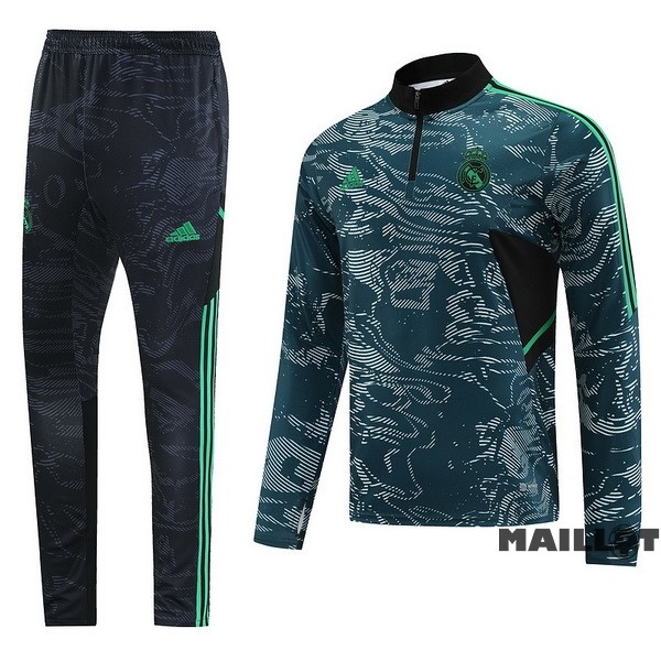 Foot Maillot Pas Cher Ensemble Complet Sudadera Entrainement Real Madrid 2022 2023 Vert Gris