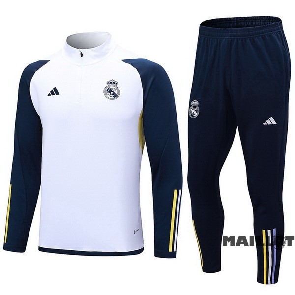 Foot Maillot Pas Cher Ensemble Complet Sudadera Entrainement Real Madrid 2023 2024 Blanc I Bleu