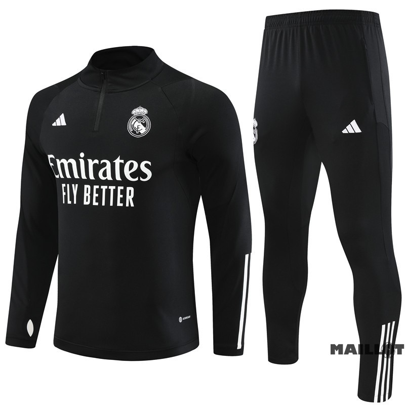 Foot Maillot Pas Cher Ensemble Complet Sudadera Entrainement Real Madrid 2023 2024 Noir