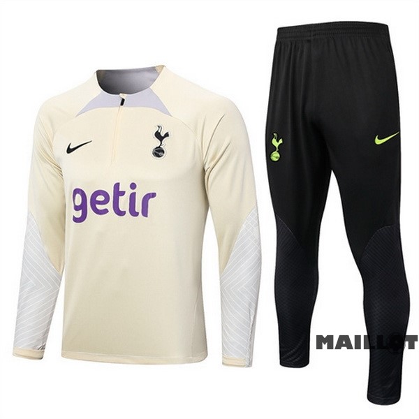 Foot Maillot Pas Cher Ensemble Complet Sudadera Entrainement Tottenham Hotspur 2022 2023 Blanc I Jaune Noir