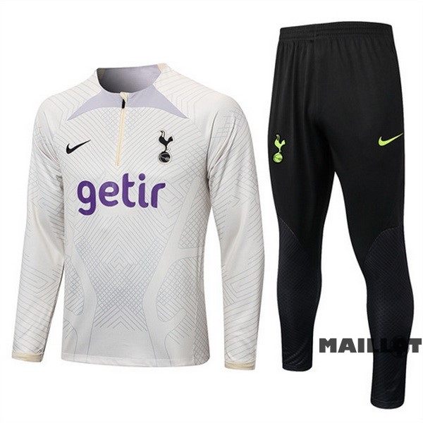 Foot Maillot Pas Cher Ensemble Complet Sudadera Entrainement Tottenham Hotspur 2022 2023 Blanc Jaune Noir