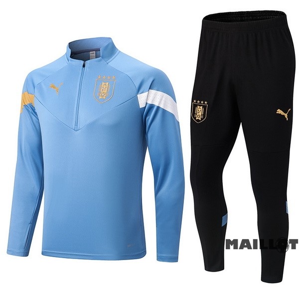 Foot Maillot Pas Cher Ensemble Complet Sudadera Entrainement Uruguay 2022 Bleu Noir