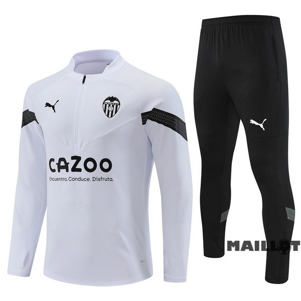 Foot Maillot Pas Cher Ensemble Complet Sudadera Entrainement Valencia 2022 2023 Blanc Noir