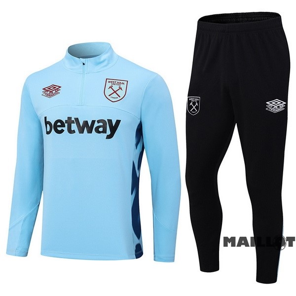 Foot Maillot Pas Cher Ensemble Complet Sudadera Entrainement West Ham United 2023 2024 Bleu Noir