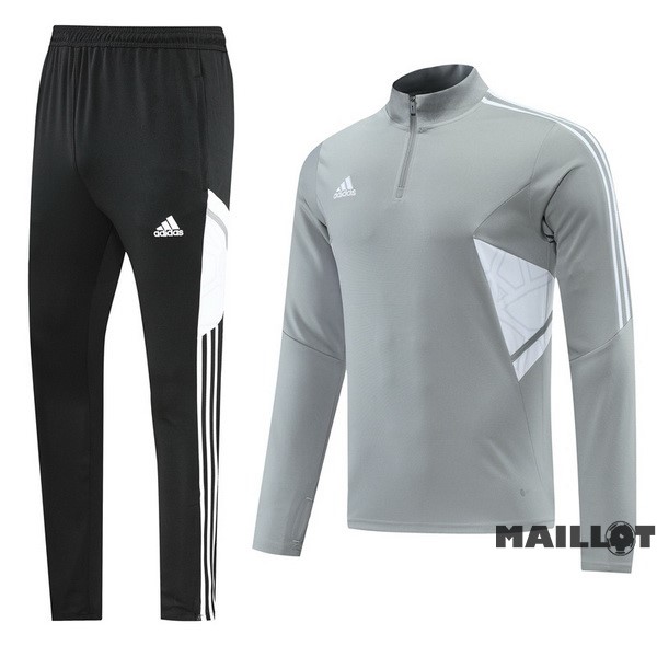 Foot Maillot Pas Cher Ensemble Complet Sudadera Entrainement adidas 2022 2023 Gris Noir