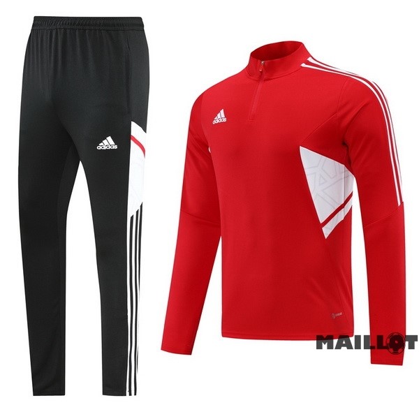 Foot Maillot Pas Cher Ensemble Complet Sudadera Entrainement adidas 2022 2023 Rouge Noir